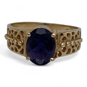 14k Yellow Gold & Purple Tourmaline Ring