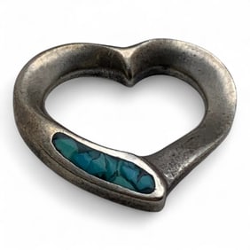 Sterling Silver Heart Pendant W Blue Stones