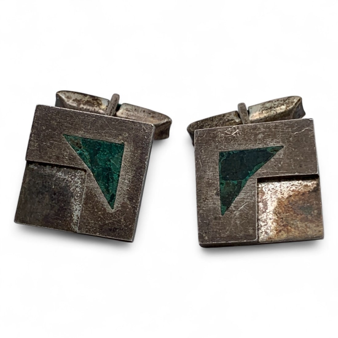 Mexico Sterling Silver Cuff Links: Marked Sterling - 5/8" Long - 16.0 Grams