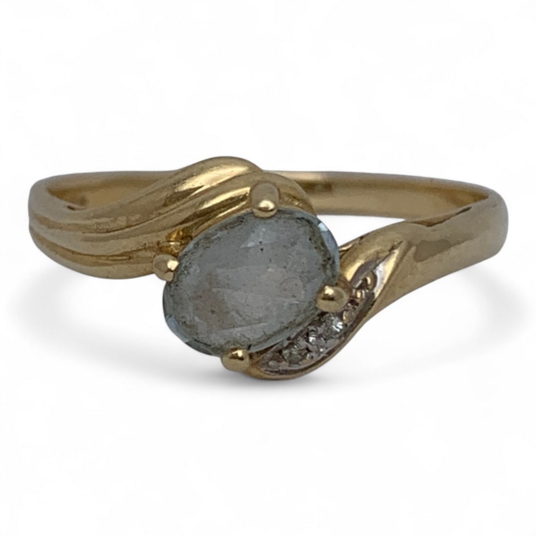 14k Yellow Gold Diamond & Clear Stone Ring (1 of 6)