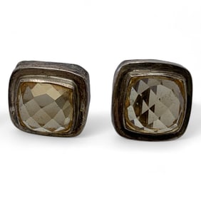 Pair Of Silver & Clear Stone Earrings