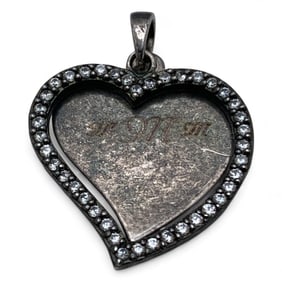 Sterling Silver Heart Pendant W Clear Stones