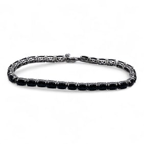Sterling Silver Bracelet With Black Stones