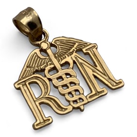 14k Yellow Gold " R N" Pendant