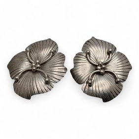 Sterling Silver Floral Clip Earrings