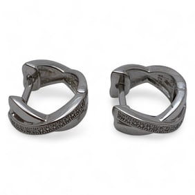 Pair Of Sterling Silver & Clear Stone Earrings