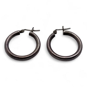 Pair Of Sterling Silver Hoop Earrings
