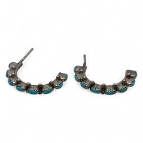 Pair Of Silver & Turquoise Earrings