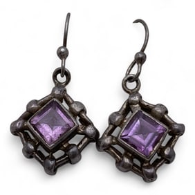 Sterling Silver & Purple Stone Earrings