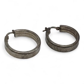 Pair Of Sterling Silver Hoop Earrings