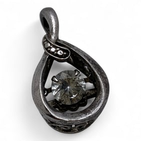 Sterling Silver Pendant With Clear Stone