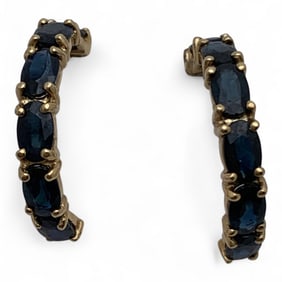 Pair Of 14k Yellow Gold & Blue Topaz Earrings