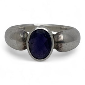 Sterling Silver And Garnet Ring