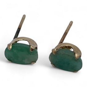 14k Yellow Gold & Emerald Earrings