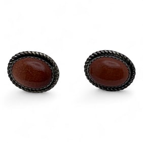 Sterling Silver & Gold Stone Earrings