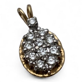 14k Yellow Gold & Diamond Cluster Pendant