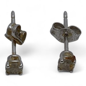 14k White Gold & White Sapphire Earrings