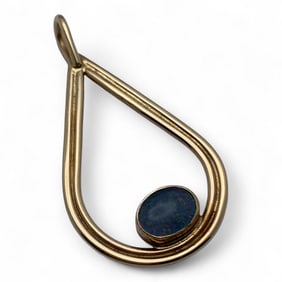 14k Yellow Gold & Blue Opal Pendant