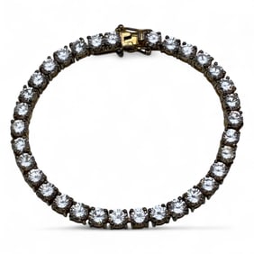 Sterling Gold Tone Bracelet With Clear Stones