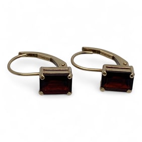 14k Yellow Gold & Garnet Earrings