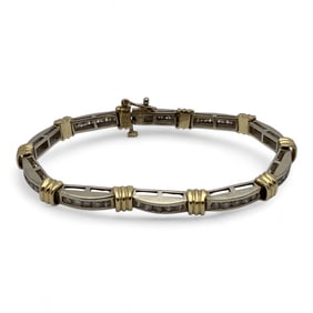 14k Gold Bracelet W Champagne Diamonds