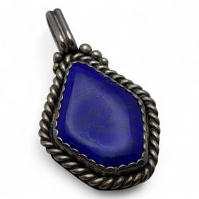 Sterling Silver Pendant With Blue Stone