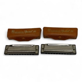 2 Hohner Special 20 Marine Band Harmonicas In Case