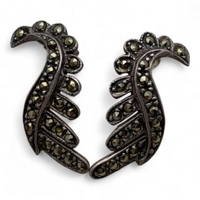 Pair Of Sterling Silver & Marcasite Earrings
