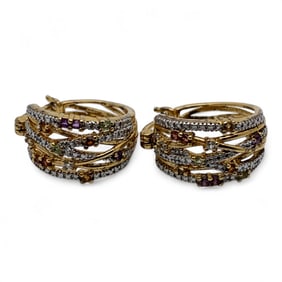 Sterling Silver And Colored Stone Earrings