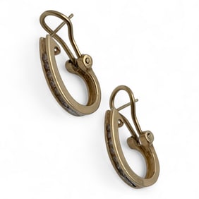 Pair Of 14k Yellow Gold & Diamond Earrings