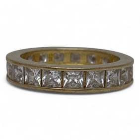 Sterling Gold Tone Ring With Clear Stones