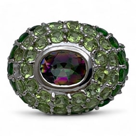 Sterling Silver And Mystic Topaz Ring