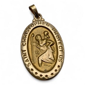 14k Yellow Gold Religious Pendant