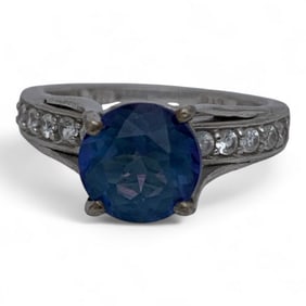 Sterling Silver Ring With Blue And Clear Stones