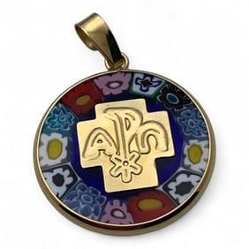 14k Yellow Gold Millefiori Pendant
