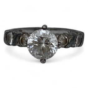 Sterling Silver Ring With Clear Stones