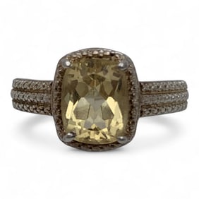 Sterling Silver Ring With Yellow Stone