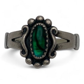 Sterling Silver Ring With Green Stone