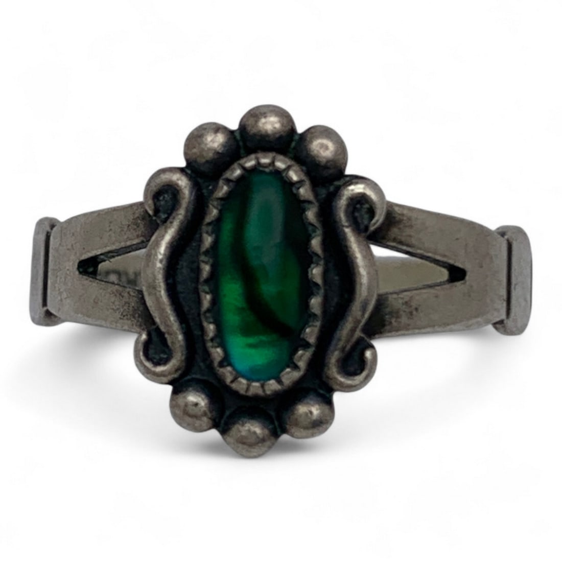 Sterling Silver Ring With Green Stone: Marked Sterling. 2.2 G. Size 5.5.