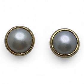 10k Yellow Gold & Pearl Earrings