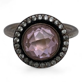 Sterling Ring With Pink & Clear Stones