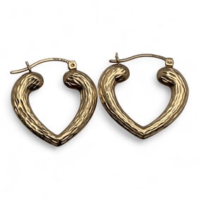 10k Yellow Gold Heart Earrings