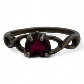 Sterling Silver & Purple Heart Ring