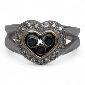 14k White Gold & Diamond Heart Ring