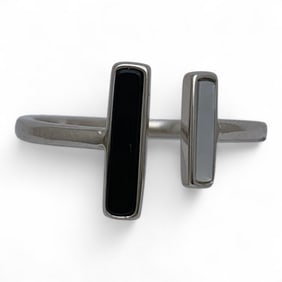 Sterling Silver, Black Onyx & Mother Of Pearl Ring