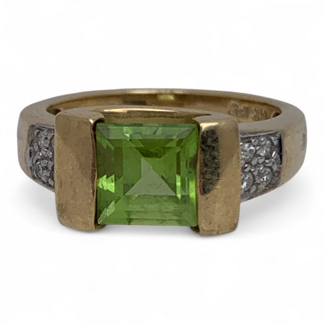 14k Yellow Gold Diamond & Green Citrine Ring (1 of 7)