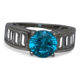 Sterling Silver Ring With Blue And Clear Stones