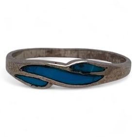 Sterling Silver Ring With Blue Stones