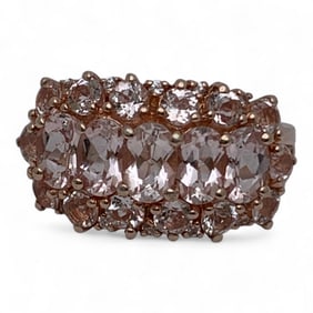 Sterling Silver Ring With Pink Stones