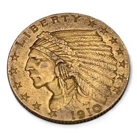 1910 Indian Head Gold 2 1/2 Dollar Coin